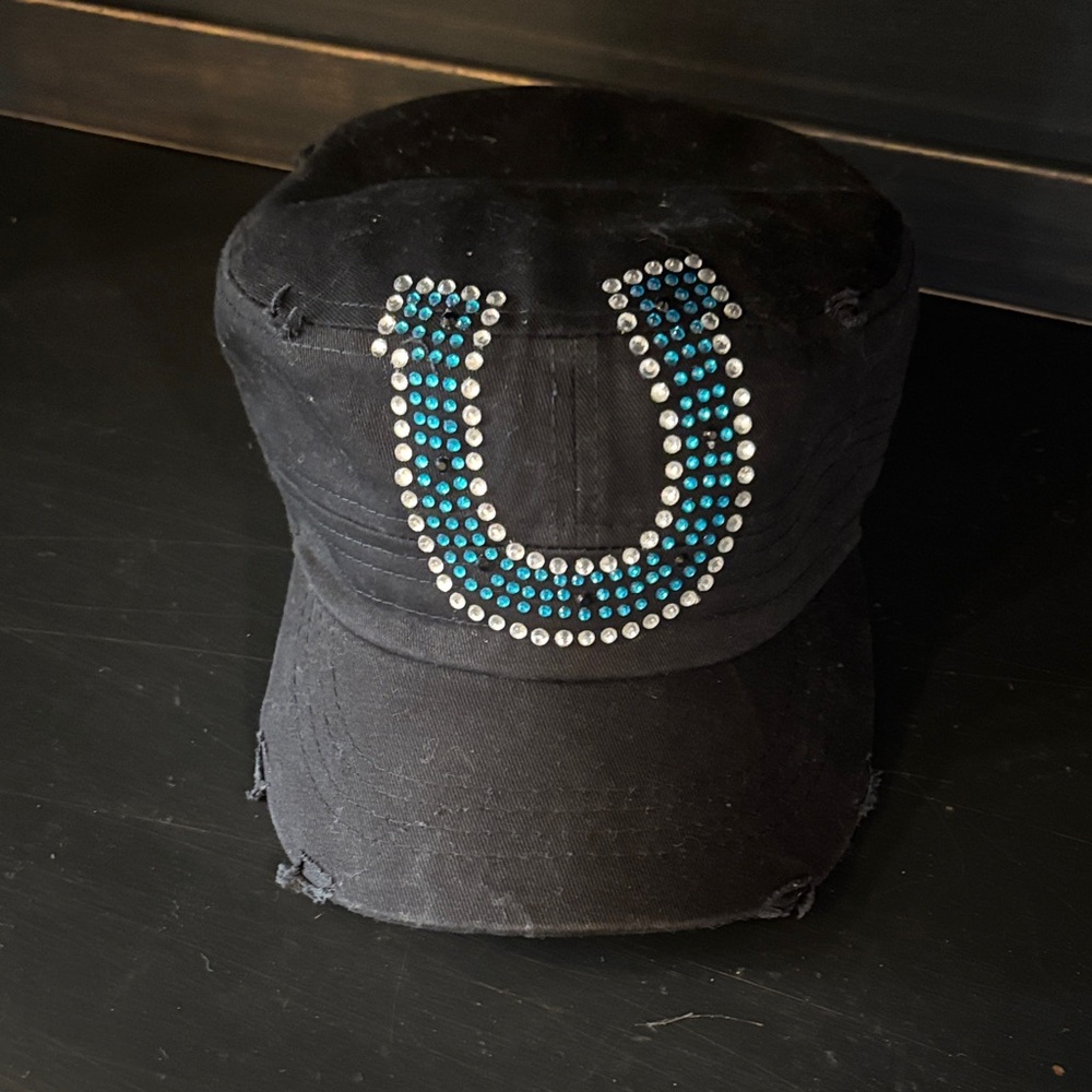 Black Cap with Rhinestone Detailing
